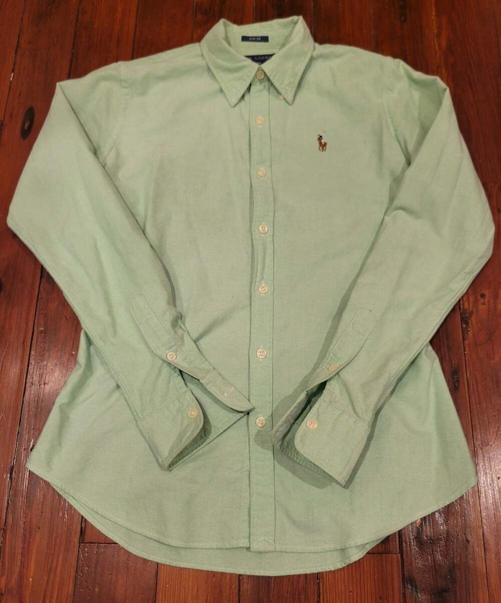 Polo Ralph Lauren Slim Fit Oxford Shirt Green Button Down Pony Logo Sz 2
